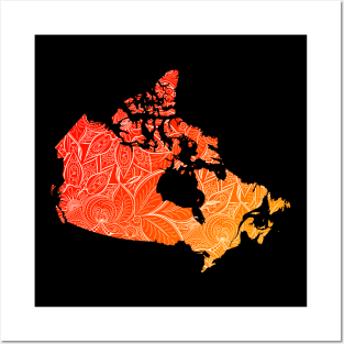 Colorful mandala art map of Canada with text in red and orange Posters and Art